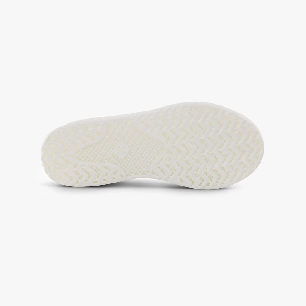 White 3D-printed sneaker outsole view with textured tread