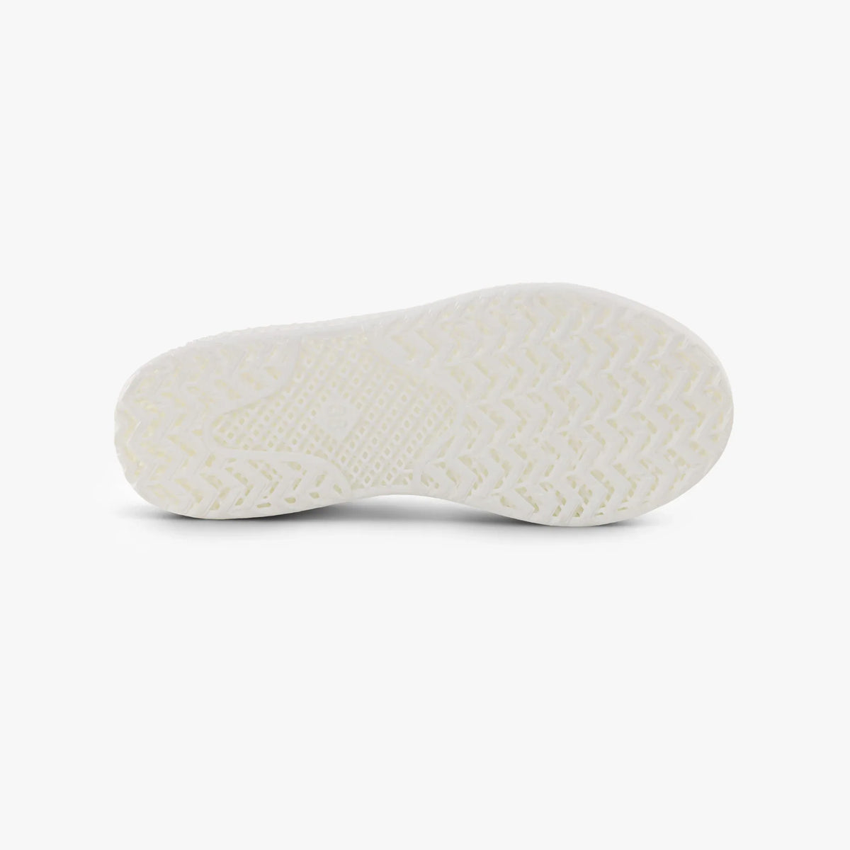 White 3D-printed sneaker outsole view with textured tread