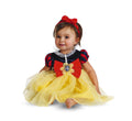 Disney Snow White baby costume with yellow tulle skirt, red bow bodice, black capelet