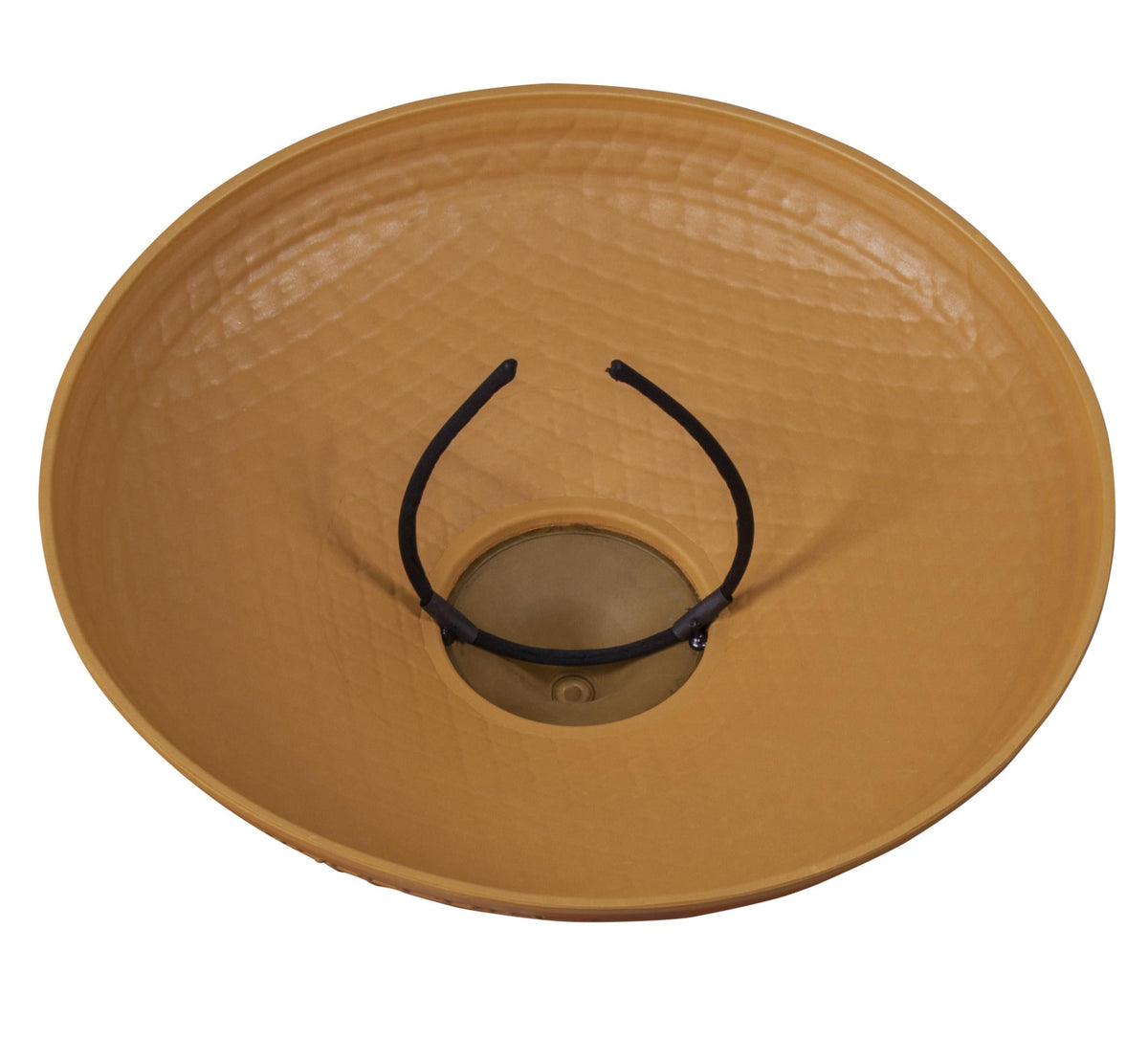 Wide-brim straw costume hat with black cord and chin strap