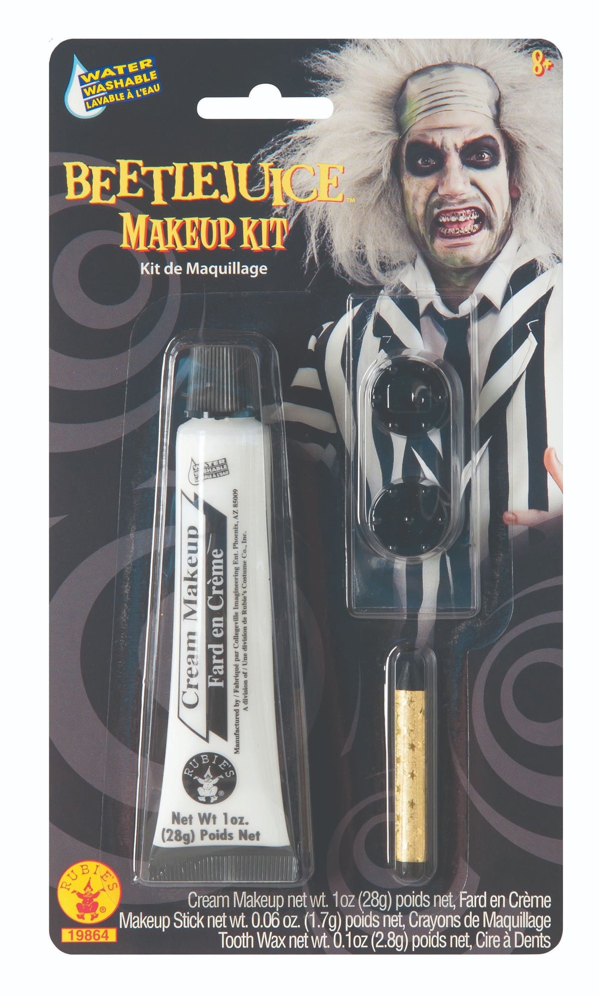 Rubie's Beetlejuice makeup kit blister pack with cream makeup and tooth wax