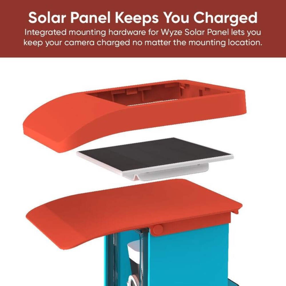 Exploded view of solar panel and coral feeder roof components