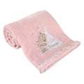 Pink super-soft baby blanket with embroidered Little Princess and sheer silver trim
