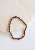 Raw amber bead necklace, cognac and dark brown round beads