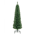 Artificial green pencil Christmas tree with dense branches and three-leg metal stand