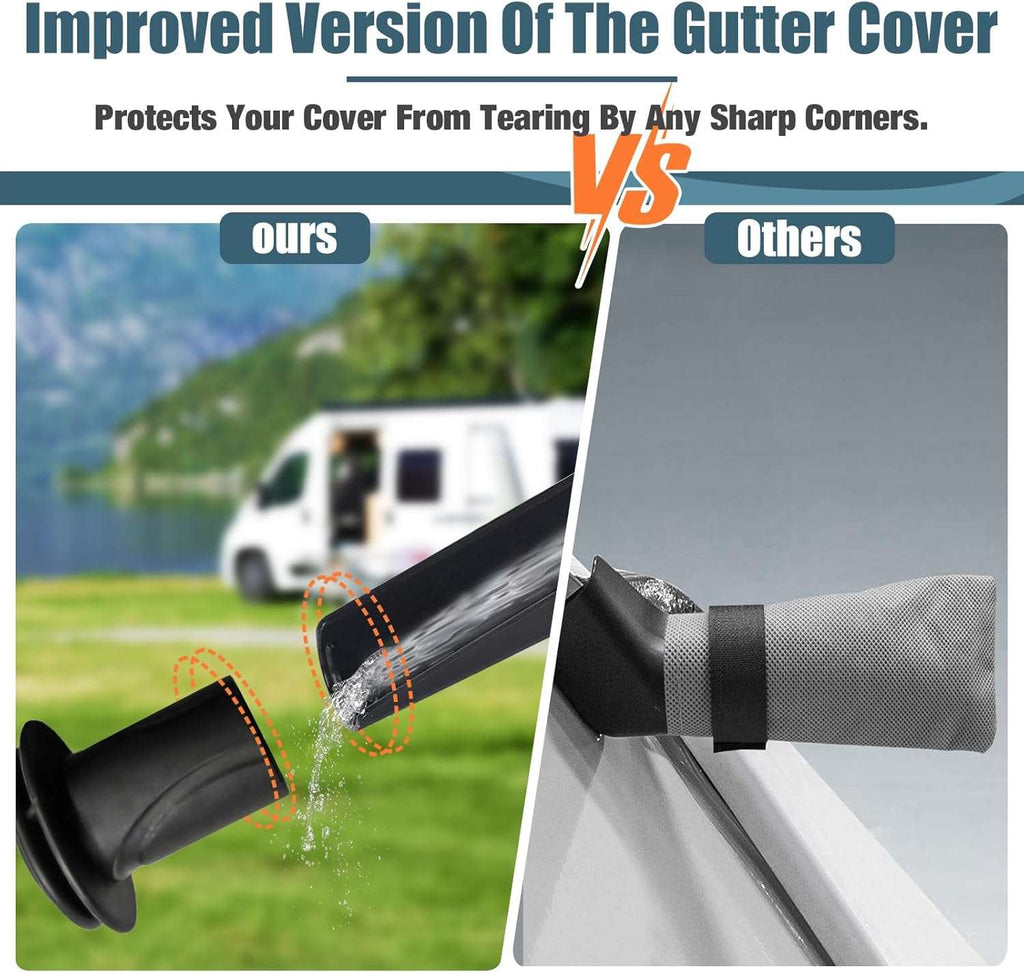 Reinforced gutter cover flap to protect the truck camper cover at sharp corners