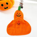 Halloween pet cloak, orange plush pumpkin cloak with green stem and front loop