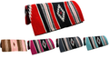 Red and black western saddle blanket with white zigzag stripes and star motifs