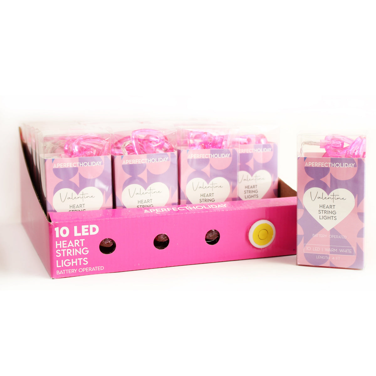 10 LED heart string lights retail box set with heart light strand