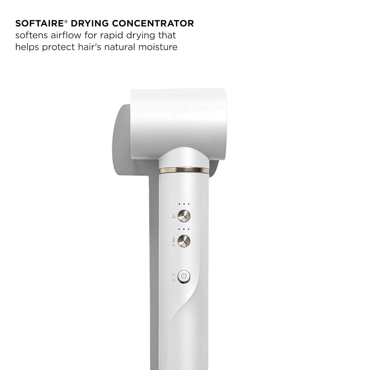 SOFTAIRE drying concentrator with vented airflow top on a white handle