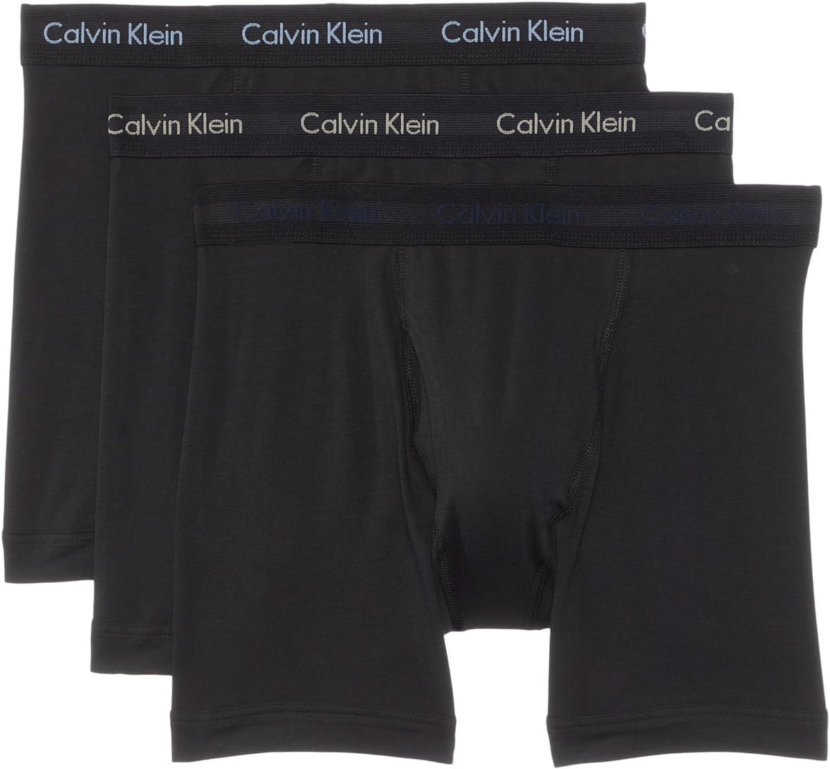 Men's Calvin Klein cotton stretch boxer briefs, black 3-pack with logo waistband