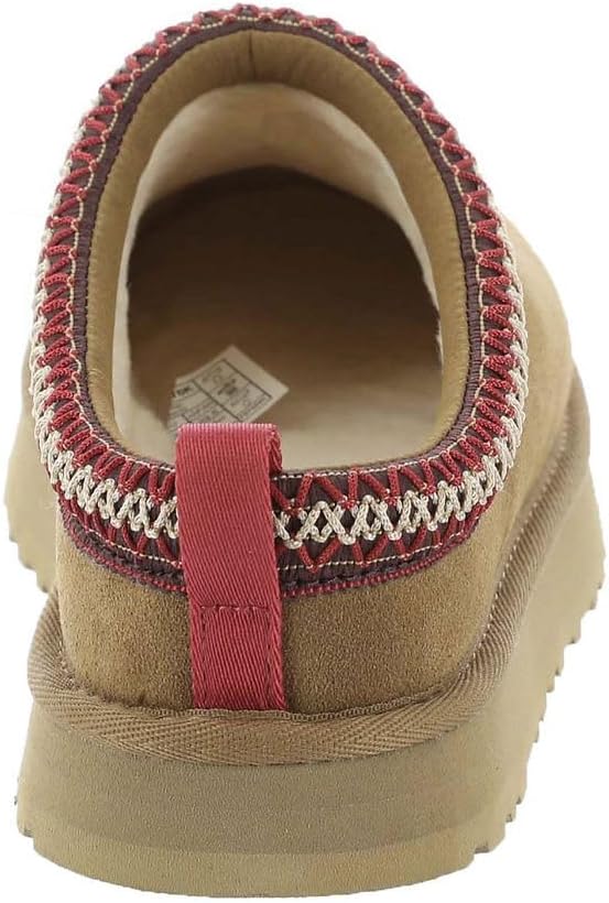 Kids' Tazz slipper heel with red pull tab and red-and-white knit trim around opening