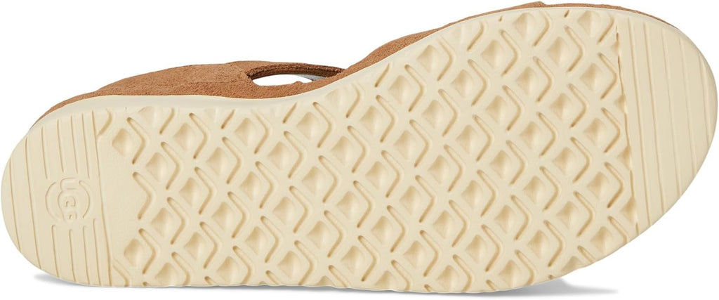 Children's Goldenstar sandals outsole view, light cream rubber with textured traction