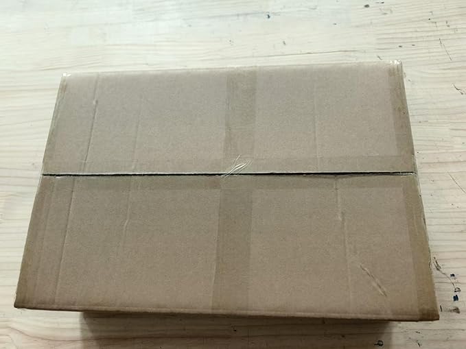 Brown cardboard shipping box with protective plastic wrap