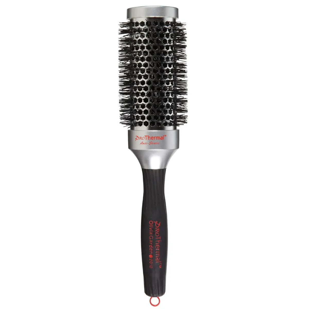 Olivia Garden thermal round brush with silver barrel and black handle