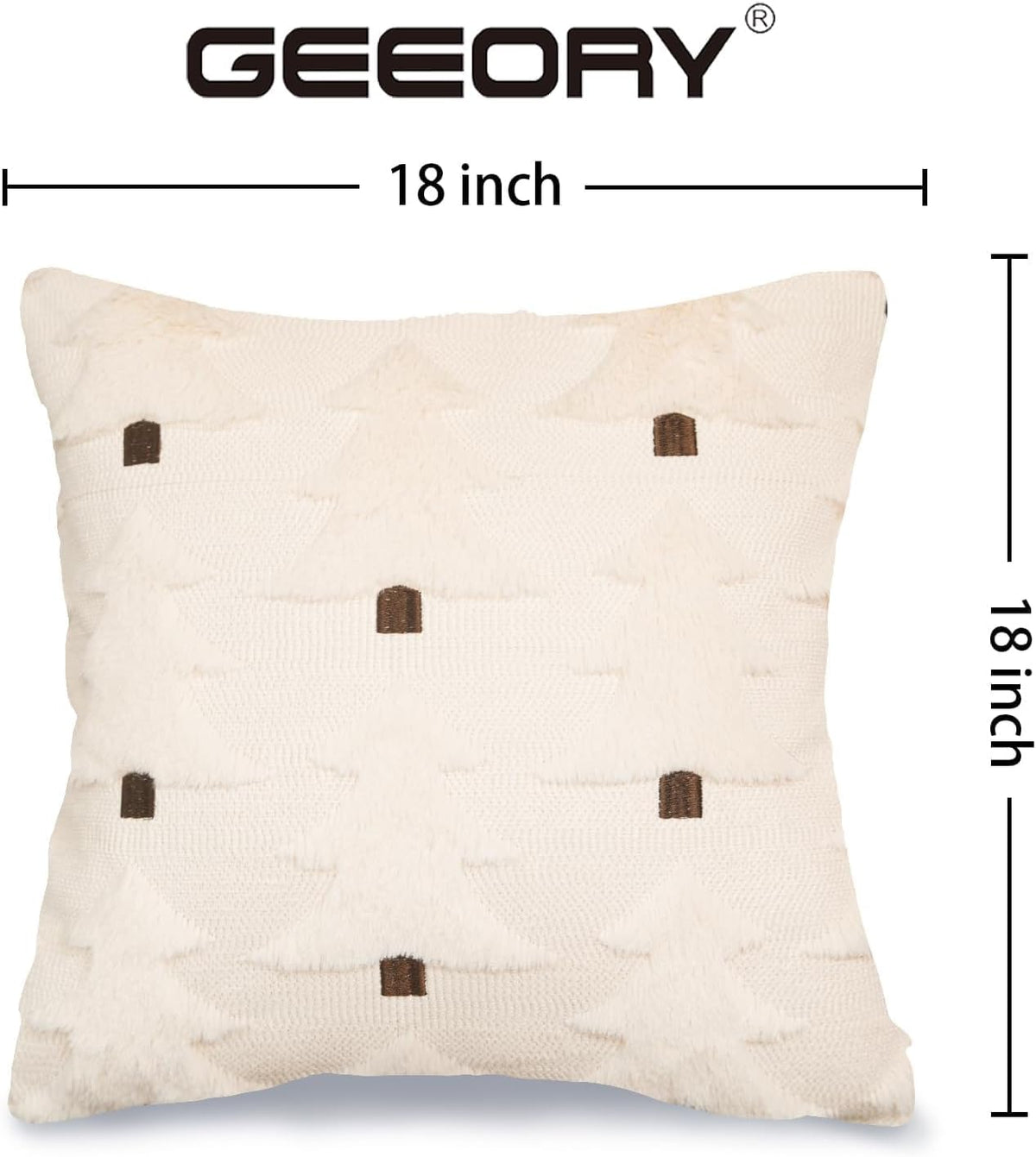 GEEORY 18-inch Christmas pillow cover with white textured fabric and black house pattern