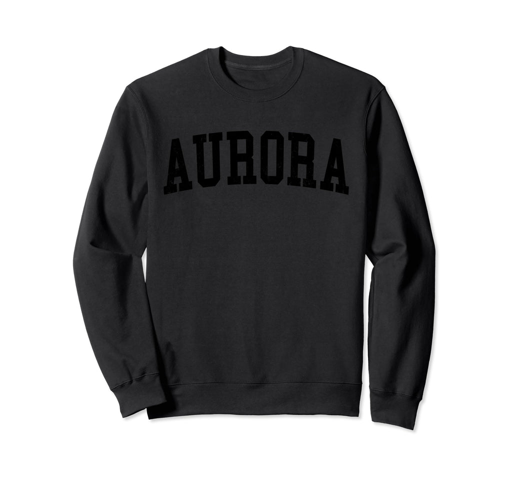 Distressed black crewneck sweatshirt with bold front graphic