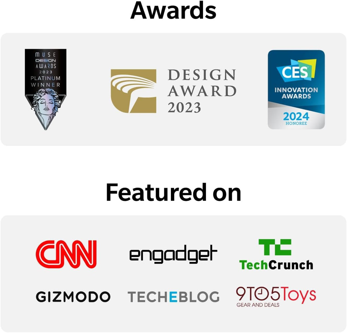 Robotic dog awards and featured media logo badges