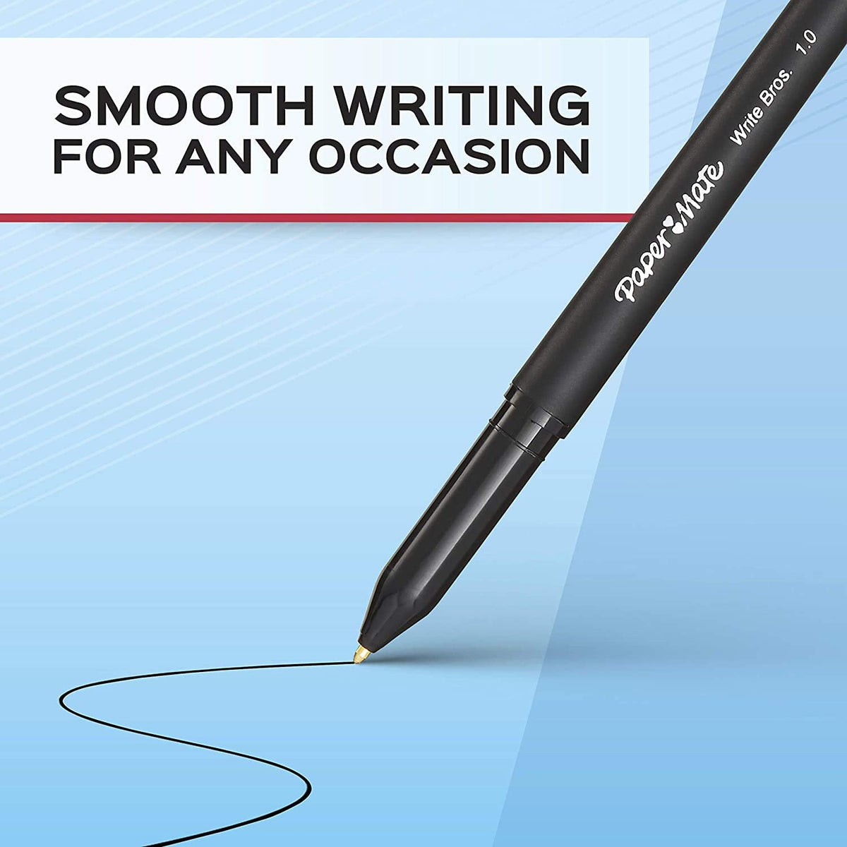 Black ballpoint pen writing with medium 1.0 mm tip