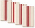 Beige cotton cloth napkins (set of 4) with red striped design, 20x20 in