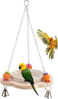 Bird nest swing hammock with rope basket, wooden base, hanging chains, bells and colorful beads
