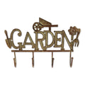 Garden cast iron wall hook with raised word 'Garden' and five decorative hooks