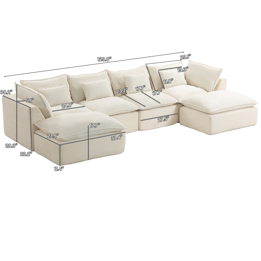 Cloud Couch oversized modular sectional sofa in antique white, sectional layout view