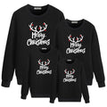 Black family Christmas crewneck sweaters, reindeer and 'Merry Christmas' print (set of 4).