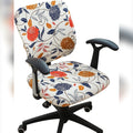 FORCHEER stretch office chair cover with white floral pattern for seat and backrest