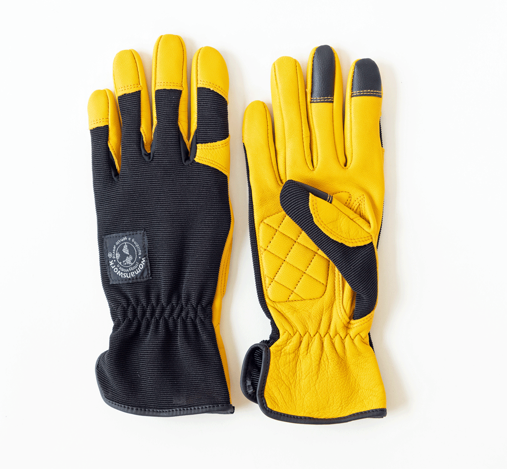 Work & garden gloves with yellow palms and black back, snug fit cuffs