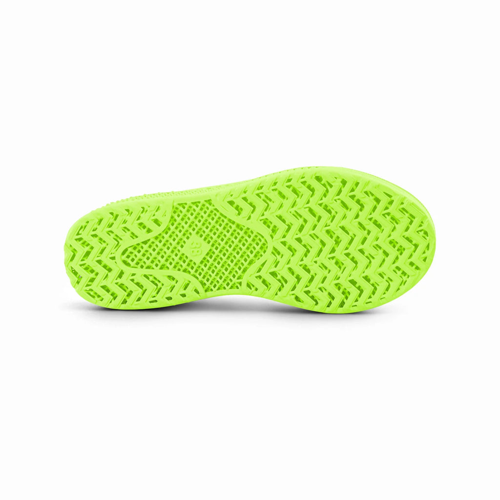 Neon green 3D-printed casual sneakers outsole with patterned tread