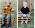 Kids’ black slip-on boots with soft uppers and dark rubber soles