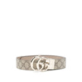 Gucci women's cream GG belt with polished silver double-G buckle