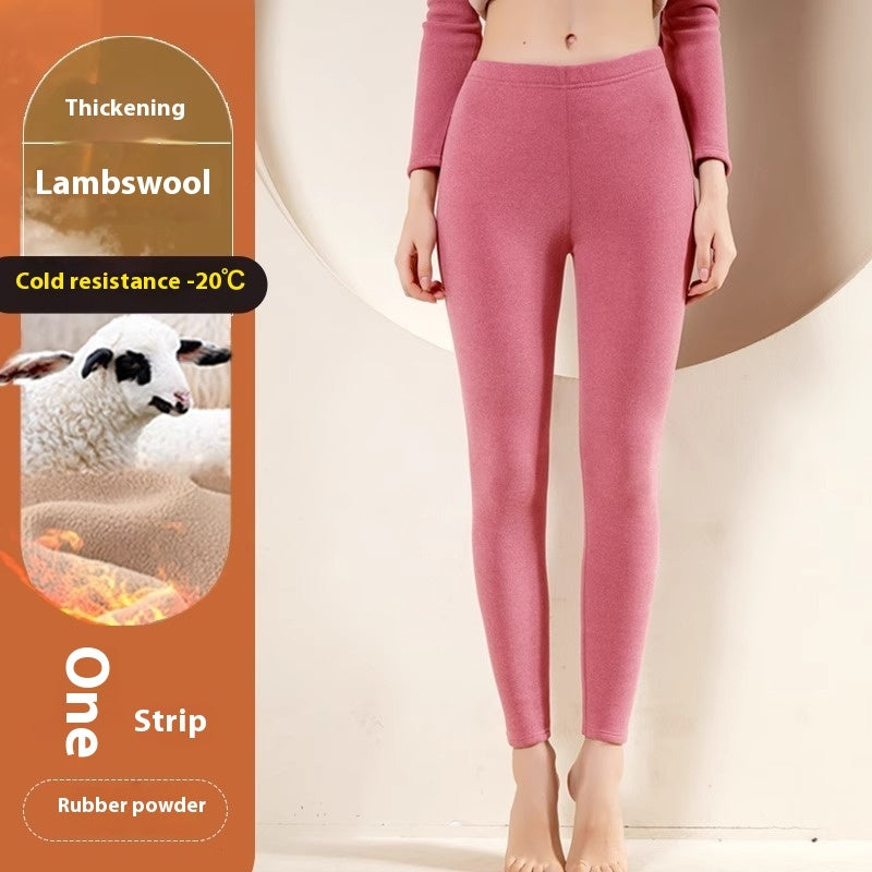 Women’s rose-pink cashmere leggings, slim ankle length with elastic waistband