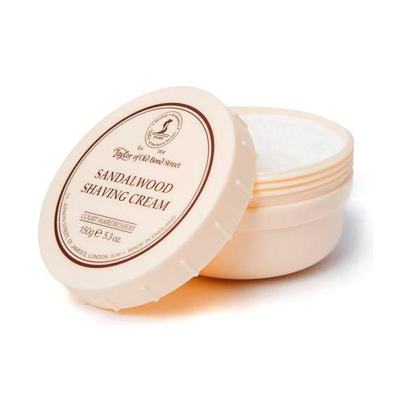 Sandalwood shaving cream bowl with lid and embossed label, 150 g