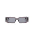 Grey square sunglasses with dark lenses and ribbed frame
