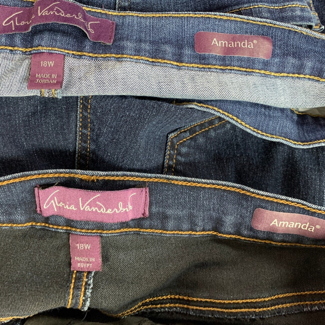 Gloria Vanderbilt Amanda denim jeans waistband with inner size 18W label