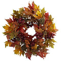 24-inch autumn wreath with maple leaves and berry clusters