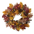 Autumn leaf wreath with pine cones, acorns, and small berry accents