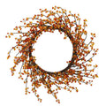 Decorative twig wreath with clusters of orange and yellow berries, 24-inch size