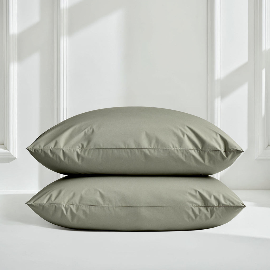 Australian sateen sheet set in sage green with two matching pillowcases