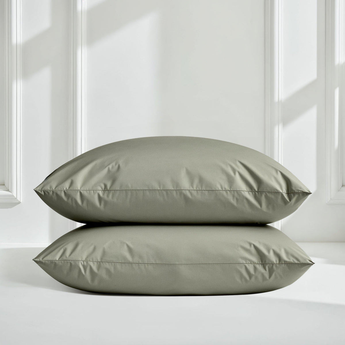 Australian sateen sheet set in sage green with two matching pillowcases
