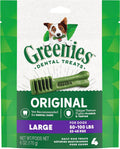 Greenies Original large dog dental treat package with green chew illustration