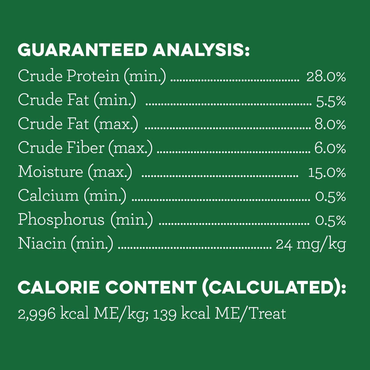 Greenies Original dental treats guaranteed analysis nutrition facts panel