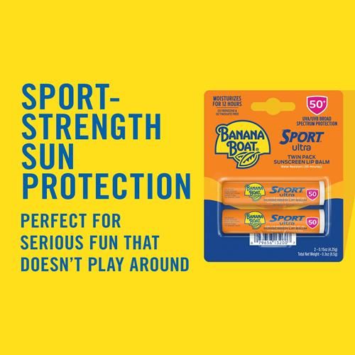 Sport Ultra SPF 50 lip sunscreen twin pack blister card with Sport branding