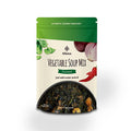 Seasoned vegetable soup mix pouch with green packaging and Albasa branding