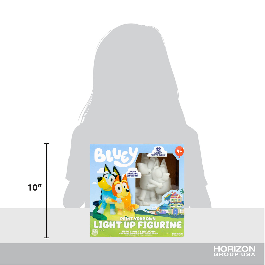 Bluey light-up figurine art set box showing front view and size 10 inches