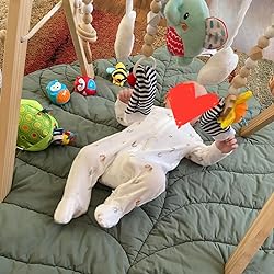 Baby rattle socks and wrist rattles set, striped socks with colorful toy details