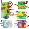 Touch-and-feel animal tail soft books set with jungle, zebra, crocodile and elephant