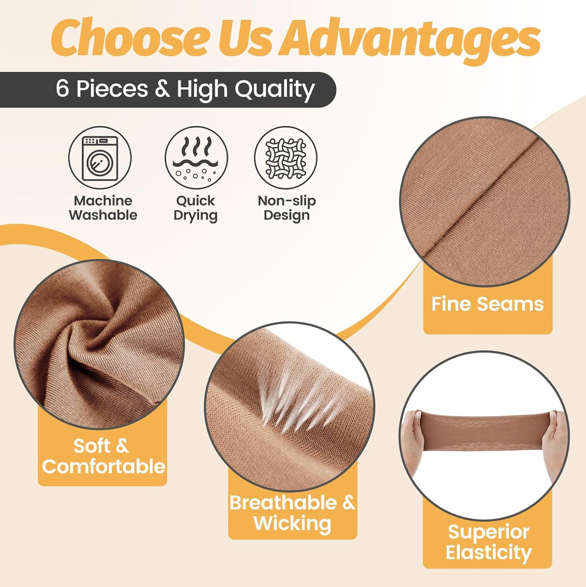 Wide elastic hair bands fabric swatches with visible seams